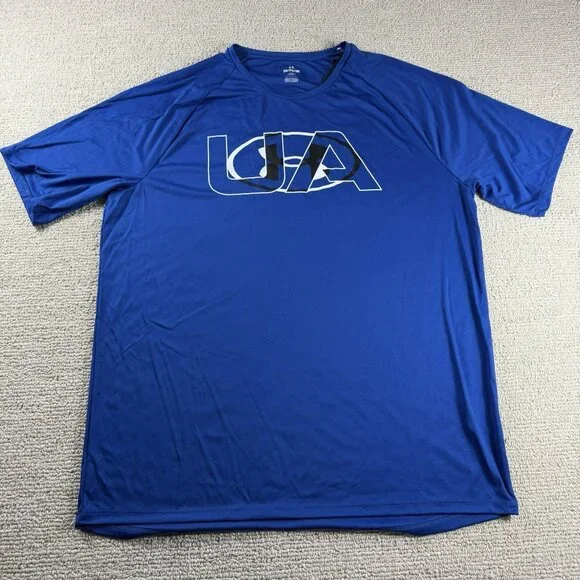 Under Armour Velocity 2.0 Short Sleeve T-shirt Blue Men’s Size XXL - Picture 1 of 7